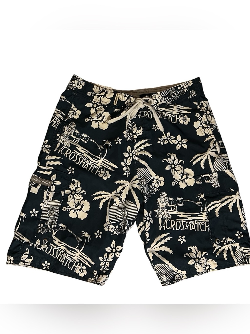 Crosshatch Black Label Swim Trunks Tropical Resort Print Men’s Medium